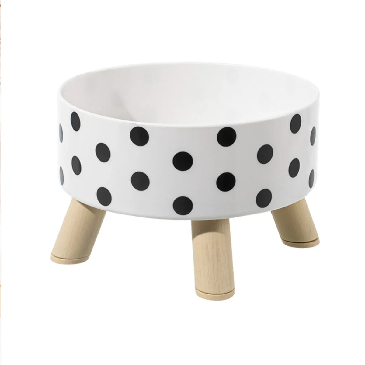 Black & White Polka Dot Checkerboard Pet Bowl