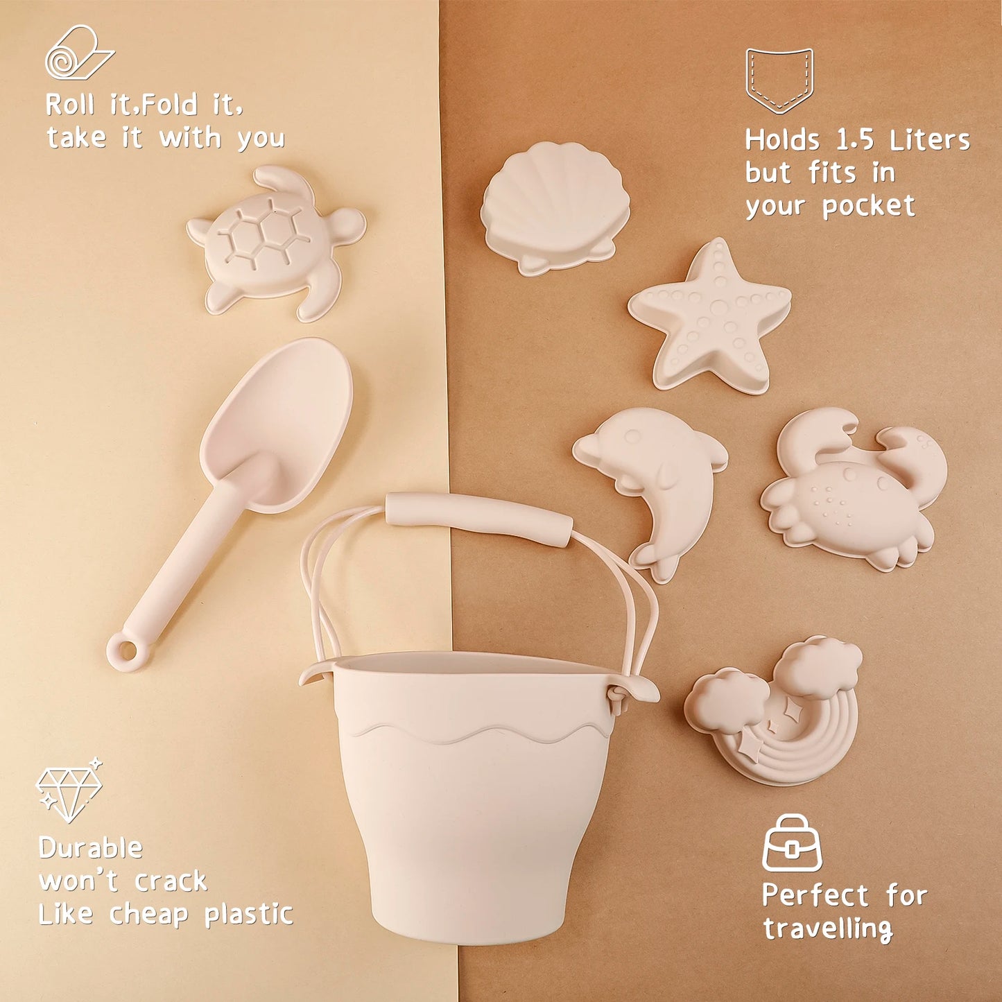 8-Piece Silicone Beach Toy Set