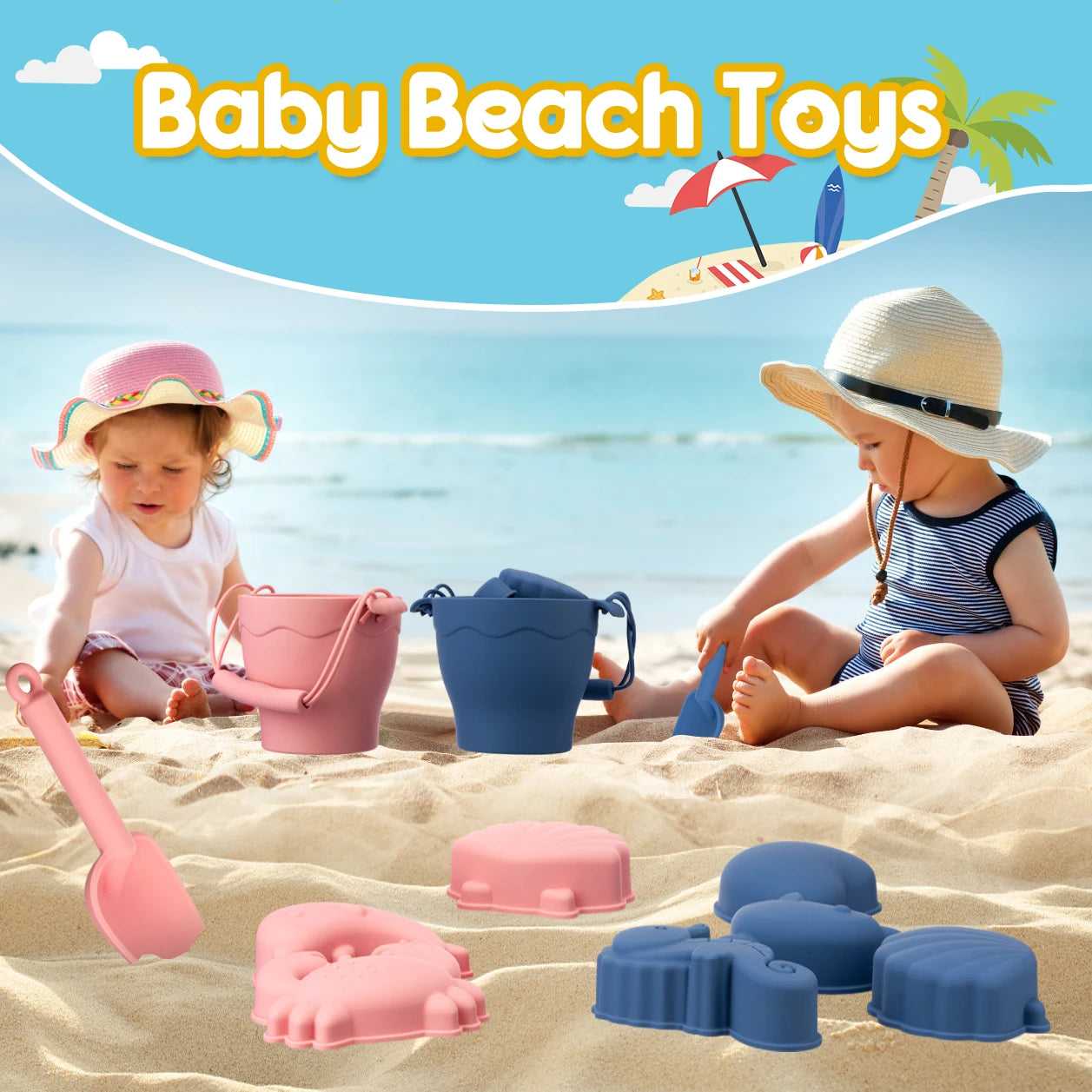 8-Piece Silicone Beach Toy Set