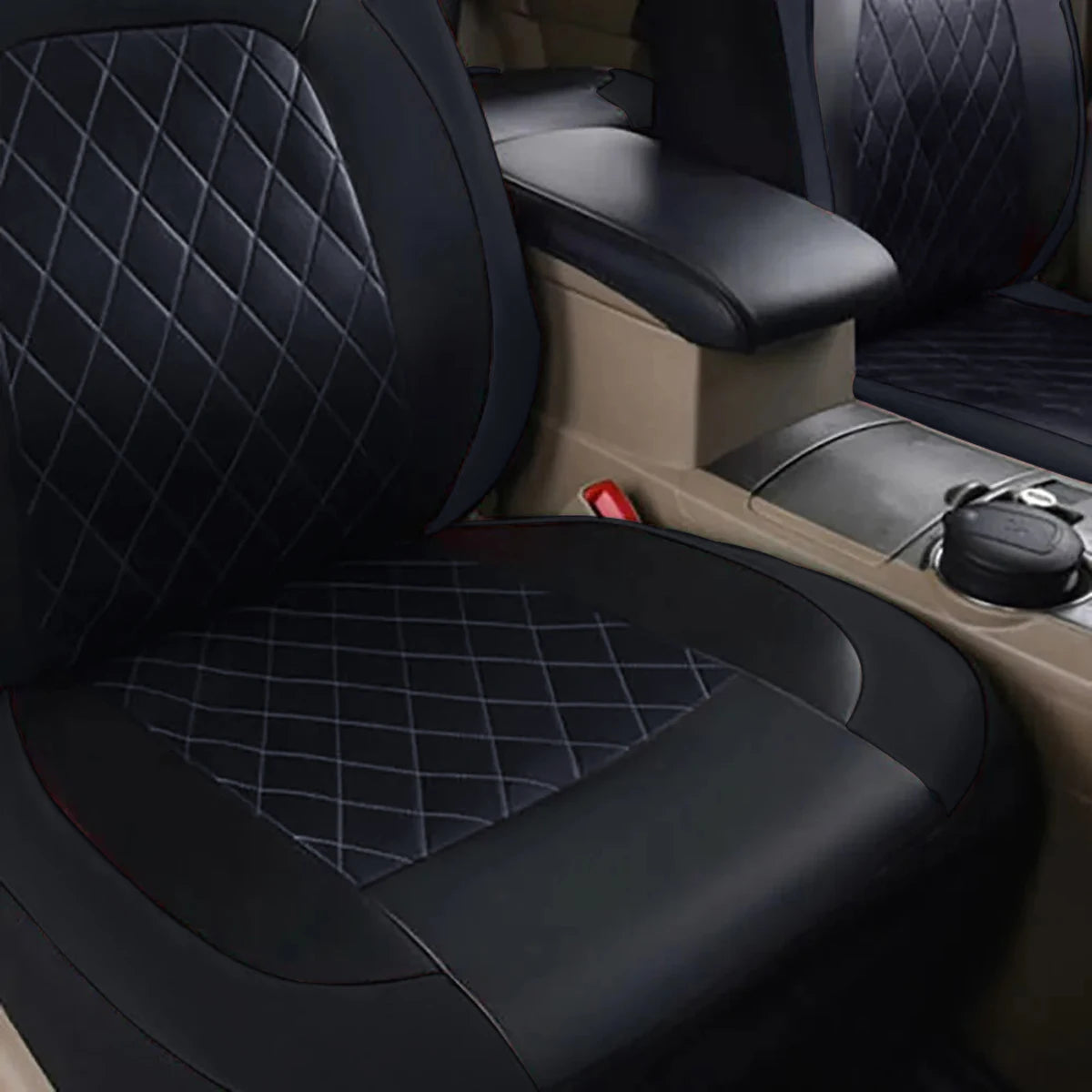 All-Season Quilted PU Leather Car Seat Cover