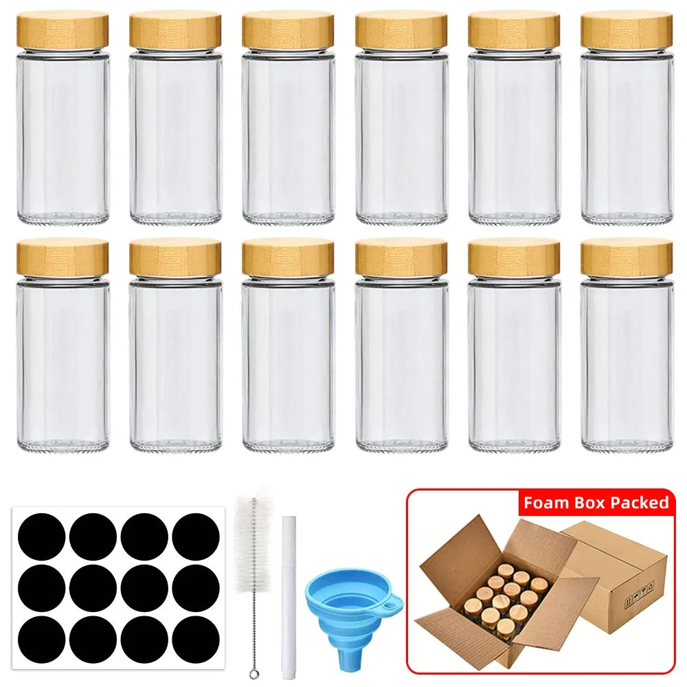 12-Piece Glass Spice Jar Set