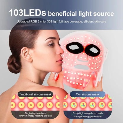 Silicone LED Face & Neck Mask – 7-Color Light Therapy Beauty Device