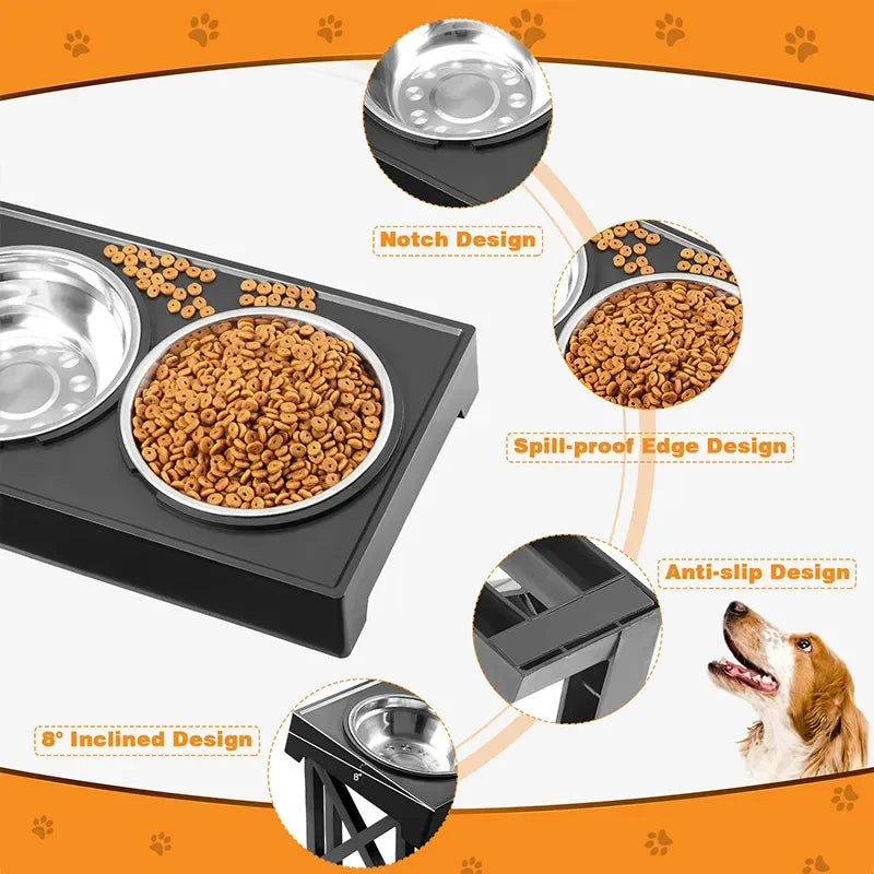 Dog Double Elevated Bowls with Stand