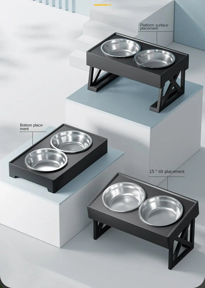 Dog Double Elevated Bowls with Stand