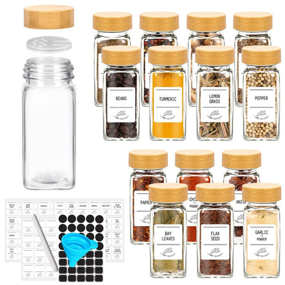 12-Piece Glass Spice Jar Set