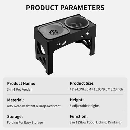 3 In 1 Pet Feeder Slow Feed Bowls