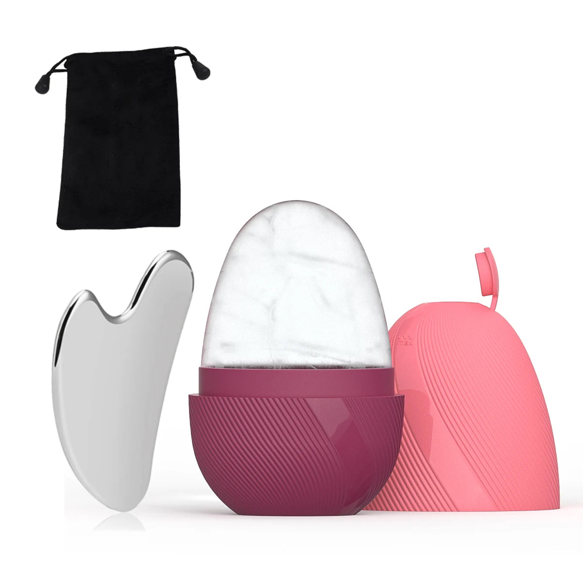 Juego de rodillo de hielo y Gua Sha de acero inoxidable