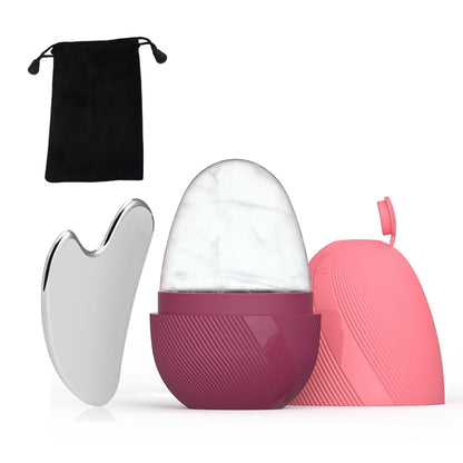 Juego de rodillo de hielo y Gua Sha de acero inoxidable