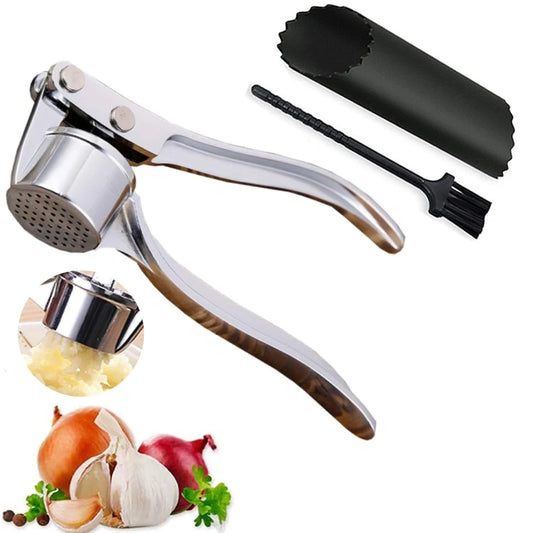 Garlic Press Set Stainless Steel Peeler Brush