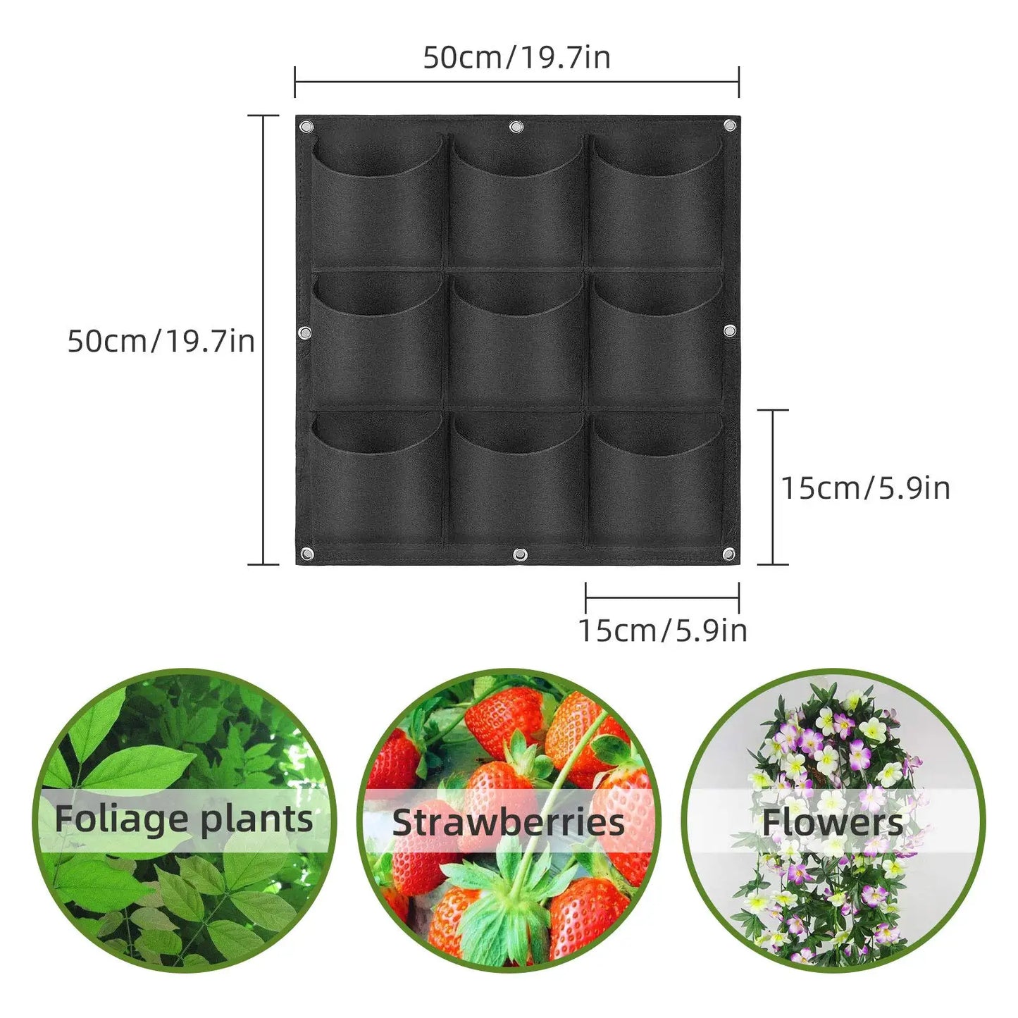 49 Pockets Hanging Vertical Wall Mounted Grow Bags