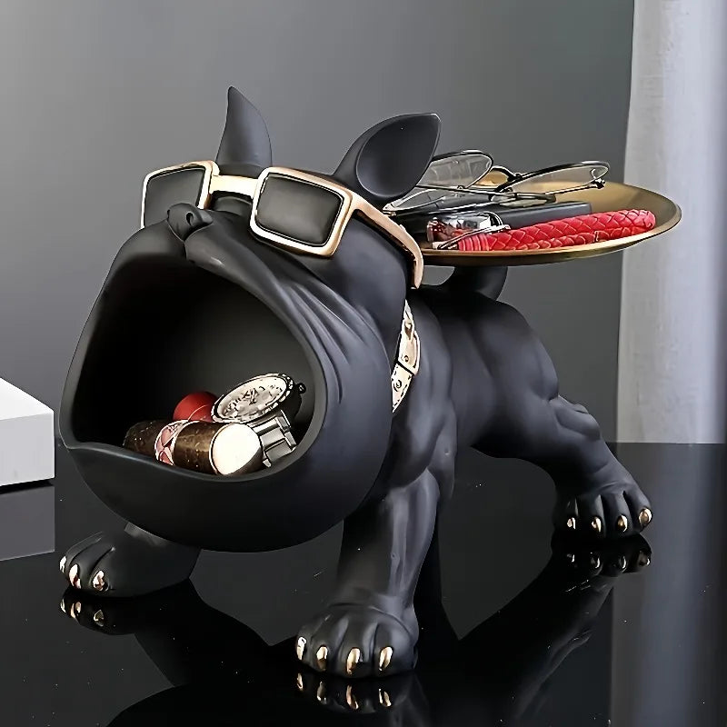Black Bulldog Storage Decoration