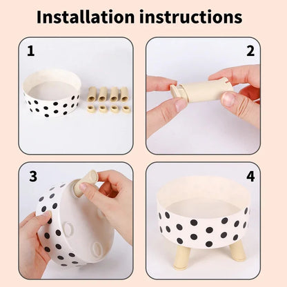 Black & White Polka Dot Checkerboard Pet Bowl