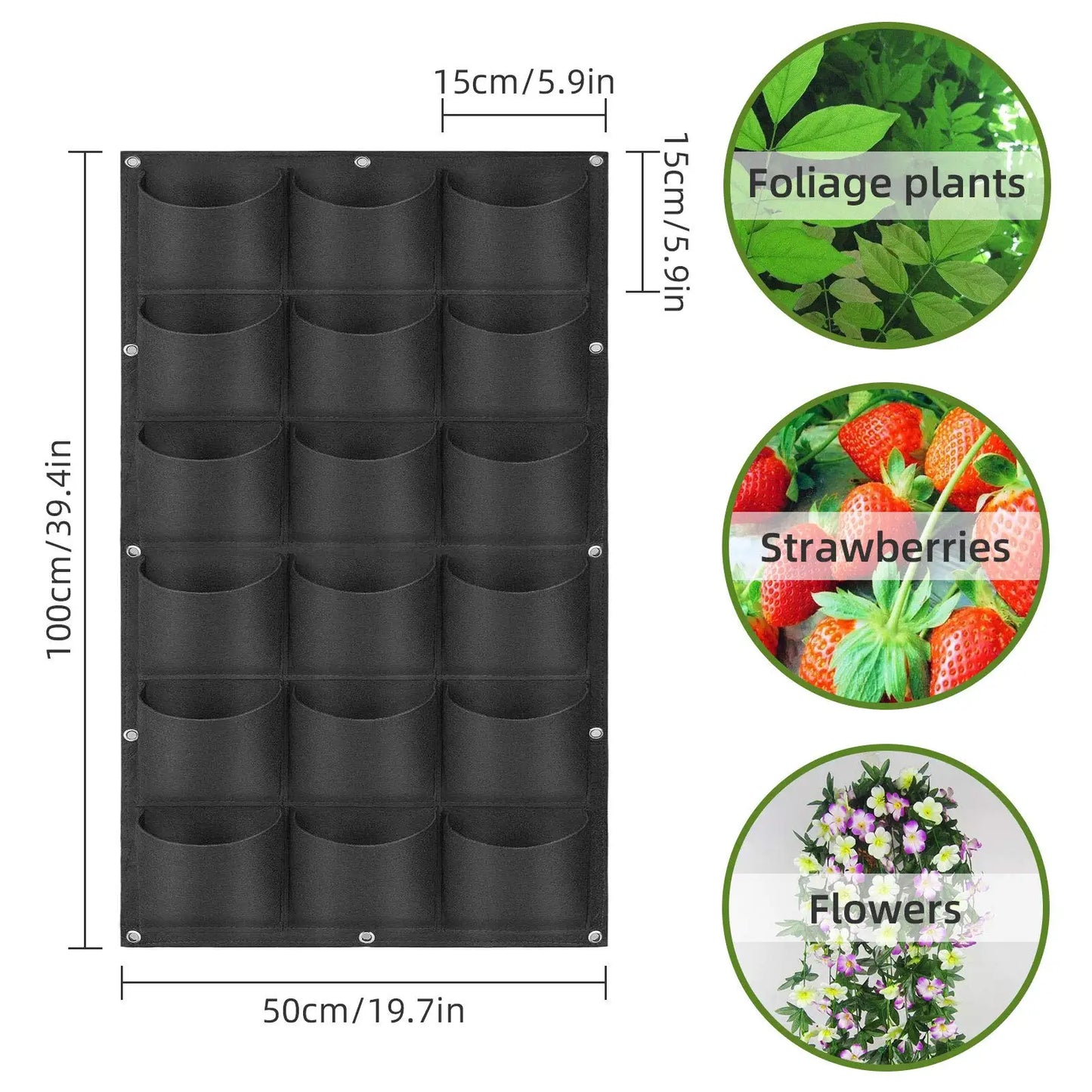 49 Pockets Hanging Vertical Wall Mounted Grow Bags
