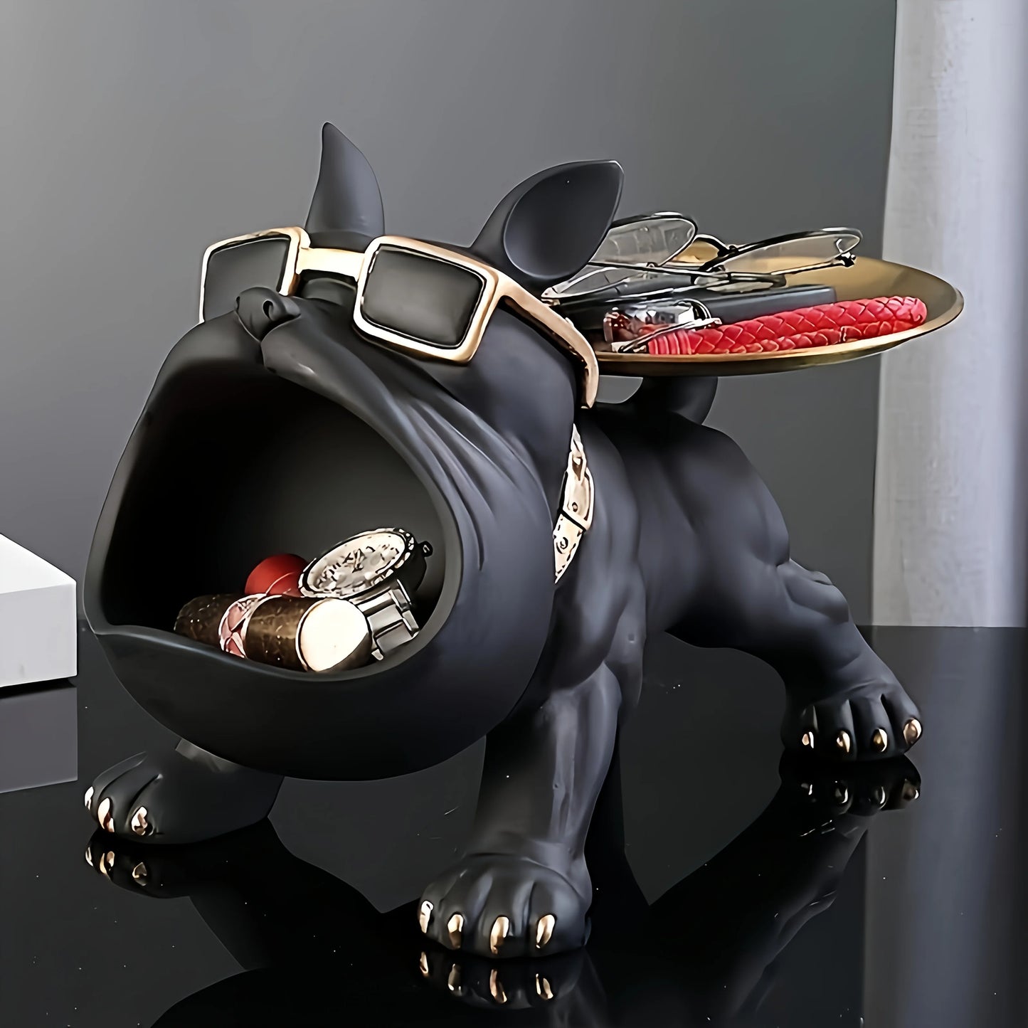 Black Bulldog Storage Decoration