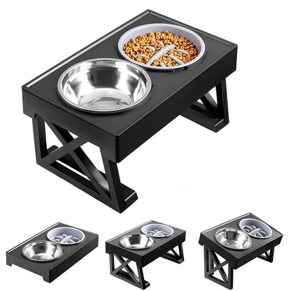 Dog Double Elevated Bowls with Stand