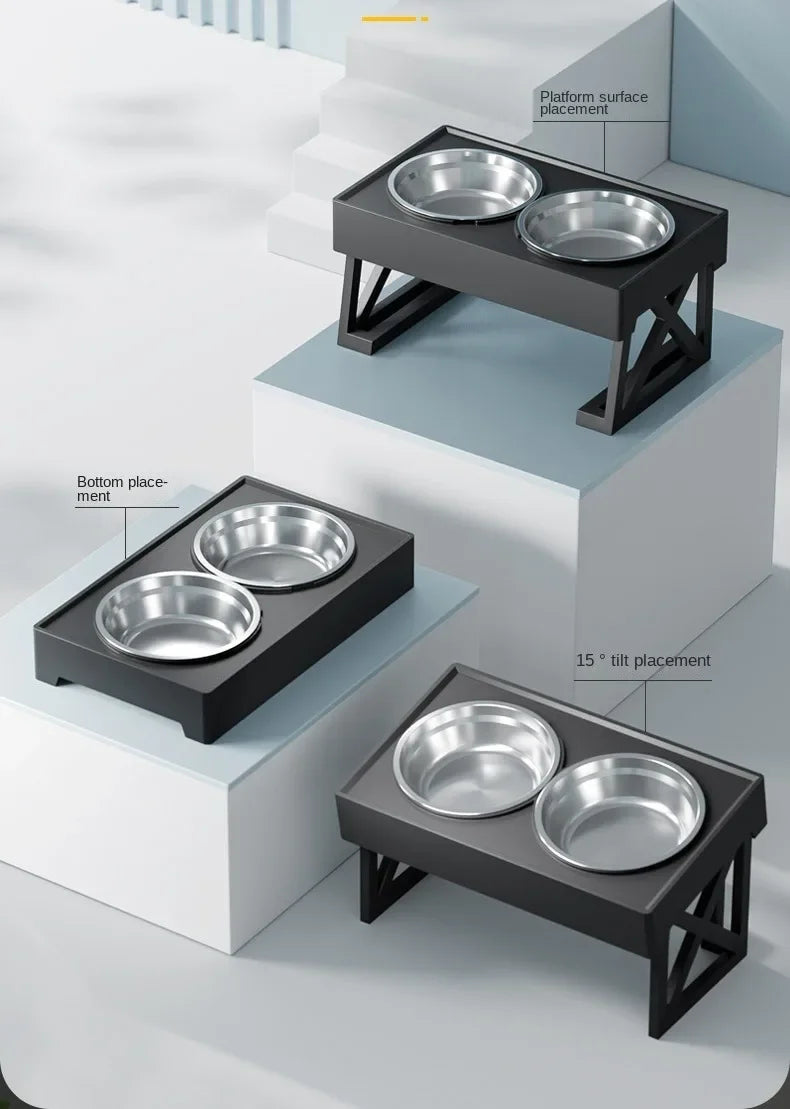 Dog Double Elevated Bowls with Stand
