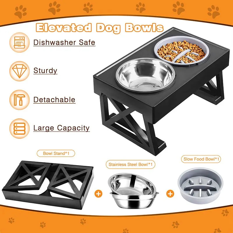 Dog Double Elevated Bowls with Stand