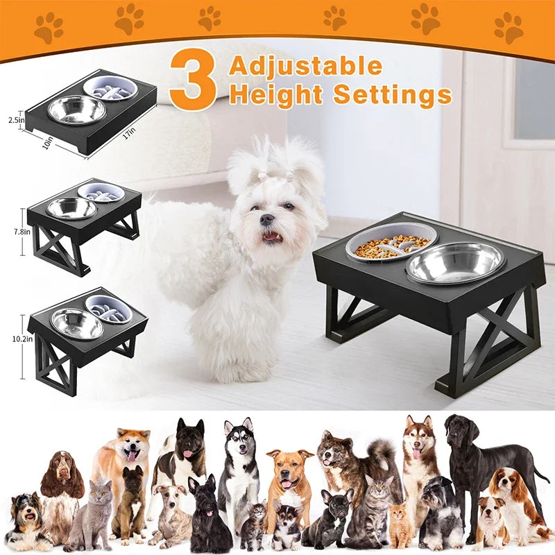 Dog Double Elevated Bowls with Stand