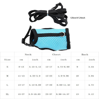 Multi-Color Breathable Vest Harness & Leash Set