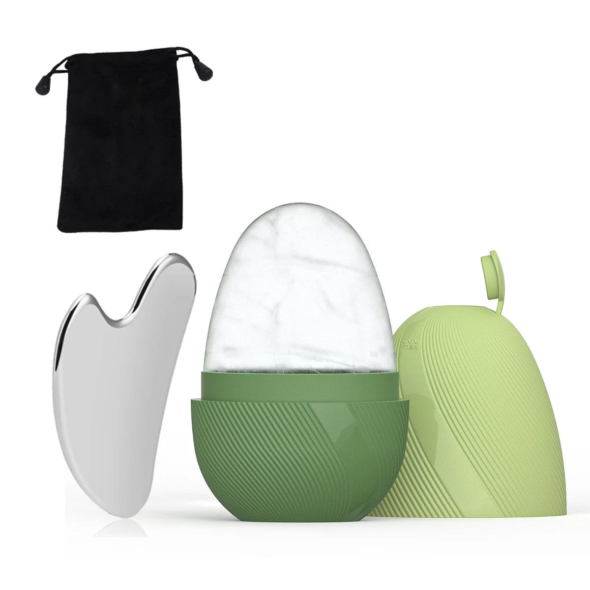 Juego de rodillo de hielo y Gua Sha de acero inoxidable