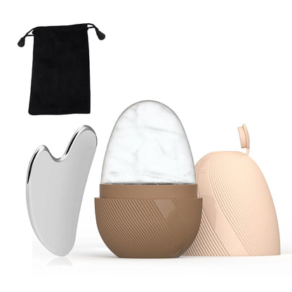 Juego de rodillo de hielo y Gua Sha de acero inoxidable