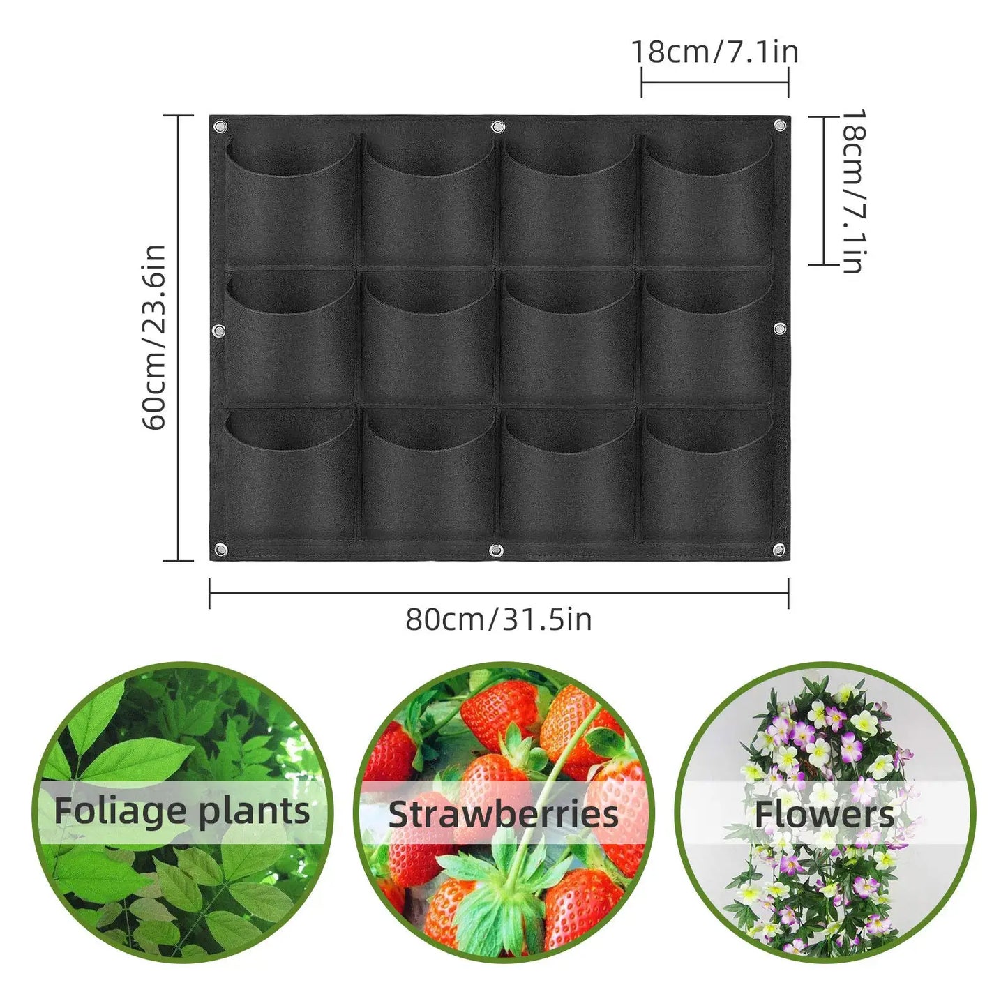 49 Pockets Hanging Vertical Wall Mounted Grow Bags