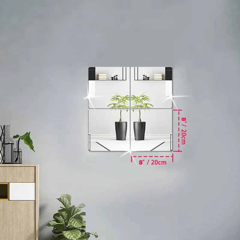 4PCS 3D Self-Adhesive Mirror Wall Stickers
