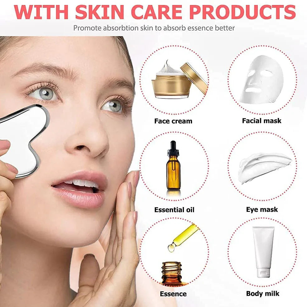 Juego de rodillo de hielo y Gua Sha de acero inoxidable