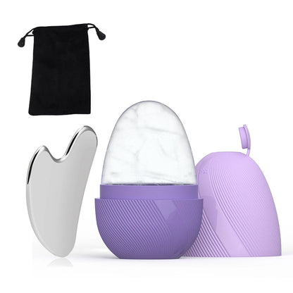 Juego de rodillo de hielo y Gua Sha de acero inoxidable