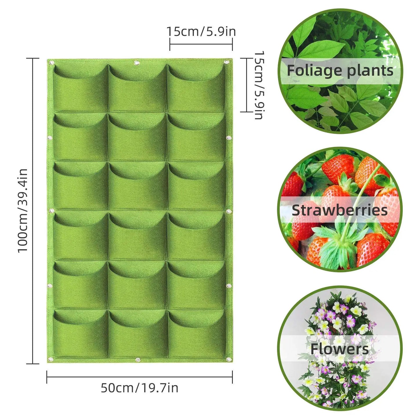 49 Pockets Hanging Vertical Wall Mounted Grow Bags