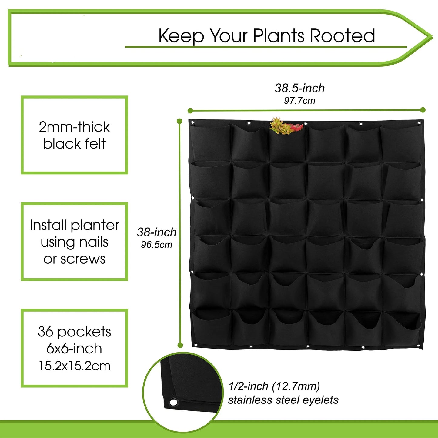 49 Pockets Hanging Vertical Wall Mounted Grow Bags