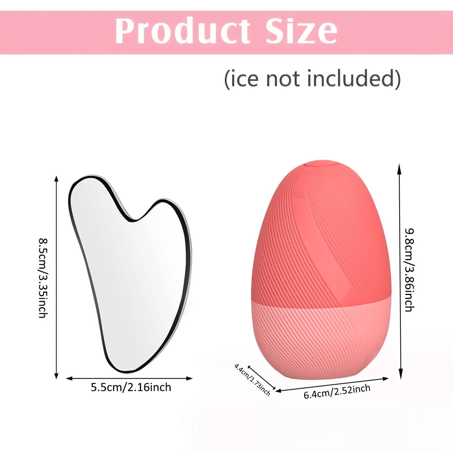 Juego de rodillo de hielo y Gua Sha de acero inoxidable