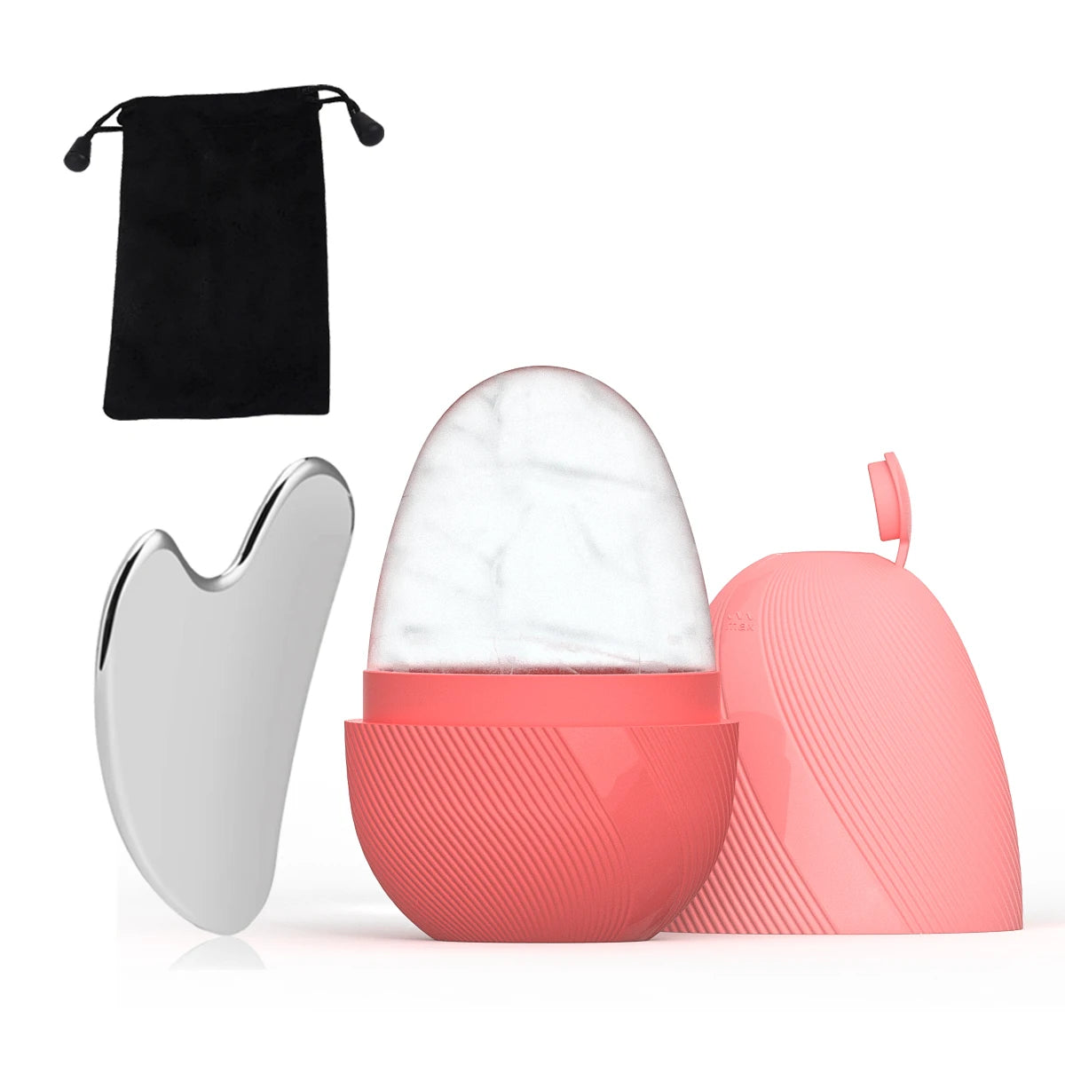 Juego de rodillo de hielo y Gua Sha de acero inoxidable