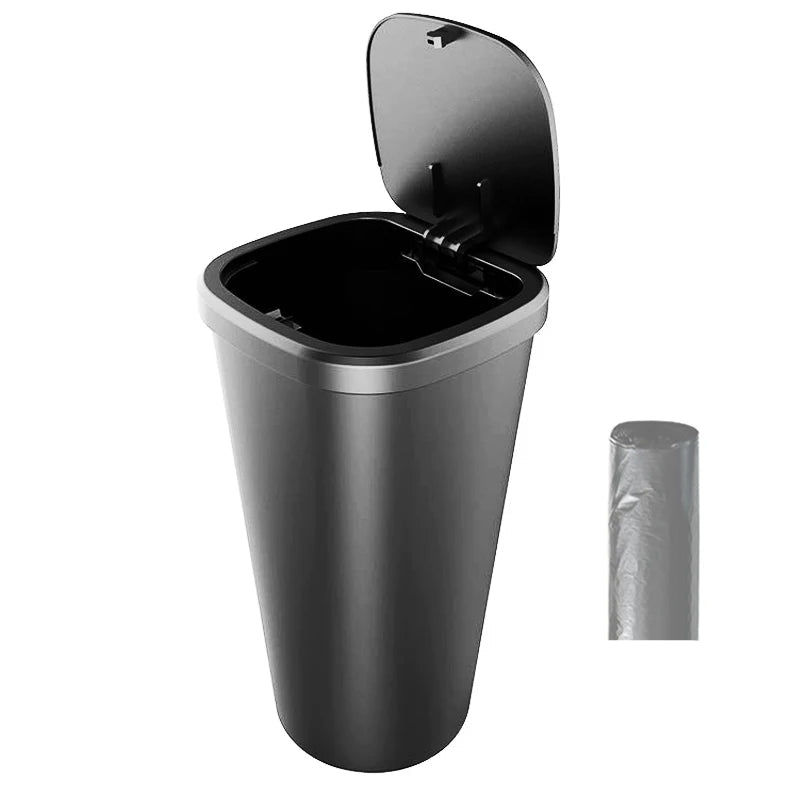 Contenedor de basura para automóvil con tapa de apertura con clic