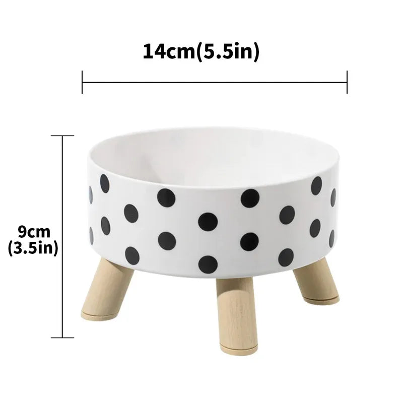 Black & White Polka Dot Checkerboard Pet Bowl
