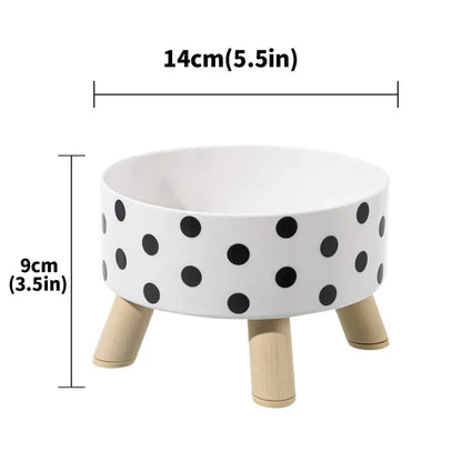 Black & White Polka Dot Checkerboard Pet Bowl