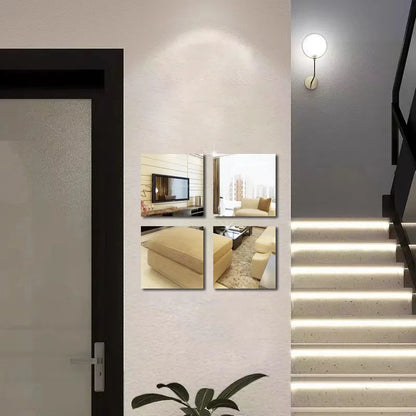 4PCS 3D Self-Adhesive Mirror Wall Stickers