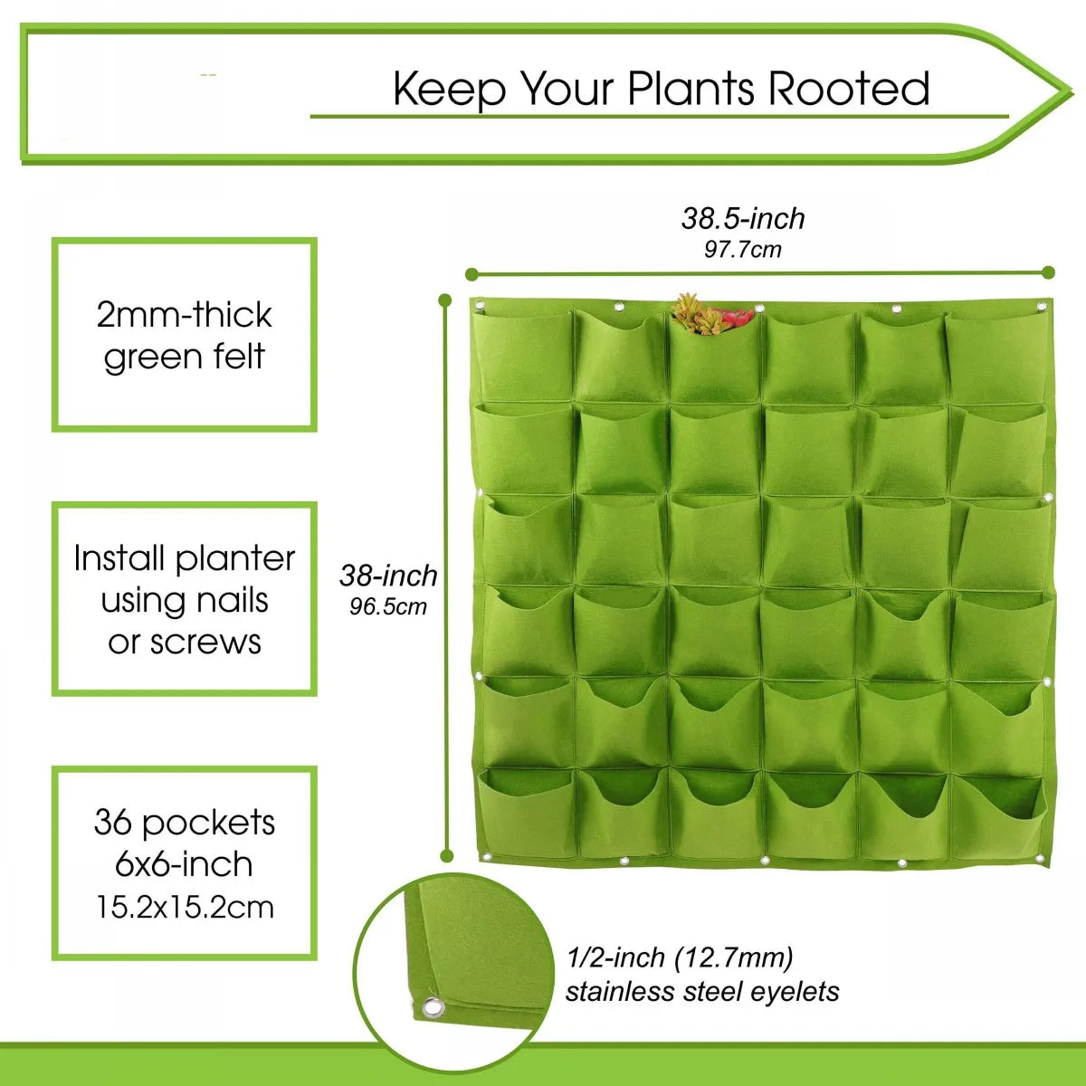 49 Pockets Hanging Vertical Wall Mounted Grow Bags