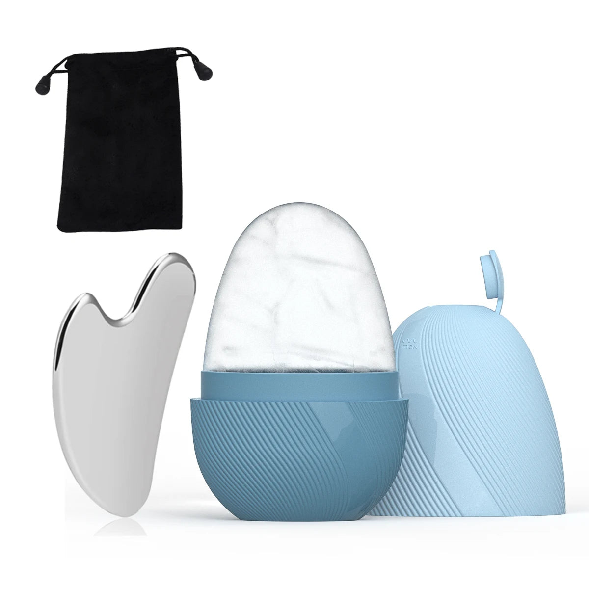 Juego de rodillo de hielo y Gua Sha de acero inoxidable